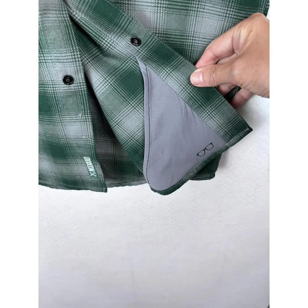NWOT Dixxon Flannel The Bixby Men’s Small Green Gray Plaid Snap Front Shirt